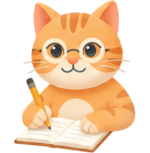 正在撰寫健康紀錄的 CAT-able 貓咪角色